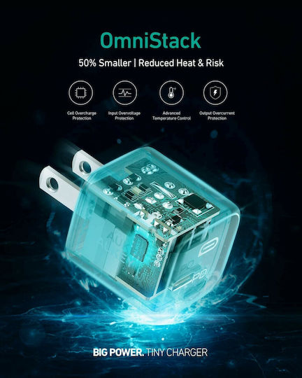 Aukey Φορτιστής Χωρίς Καλώδιο με Θύρα USB-C 20W Power Delivery Λευκός (PA-B1)