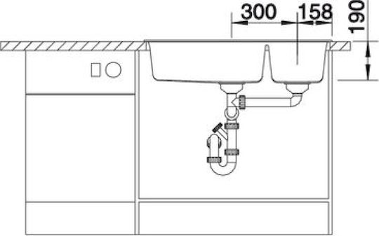 Blanco Metra 9 518886 Drop-In Мивка Ляв от Синтетичен Гранит Ш86xД50см Сива скала