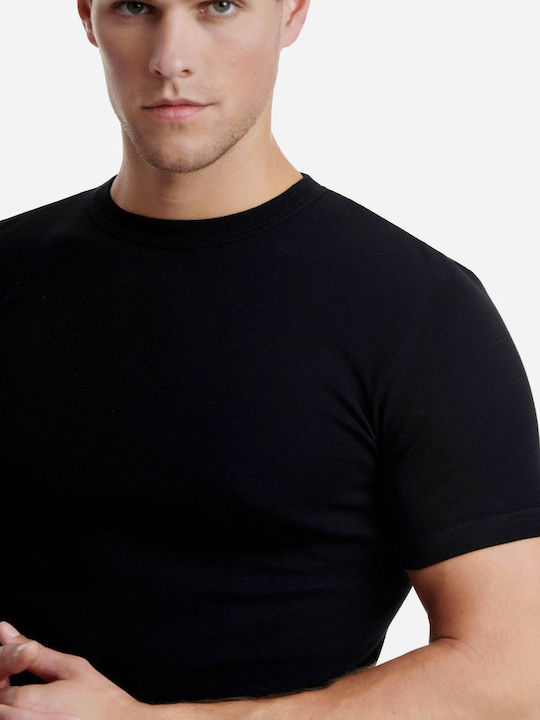 Men's Undershirt Short-sleeved in Black Color