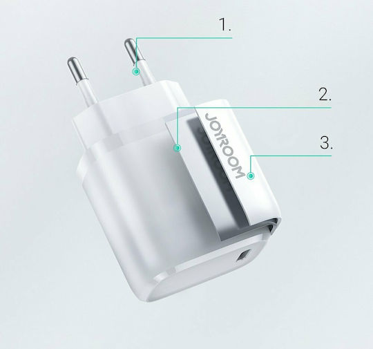 Joyroom Φορτιστής Χωρίς Καλώδιο με Θύρα USB-C 20W Power Delivery Λευκός (NRT-DY139E)