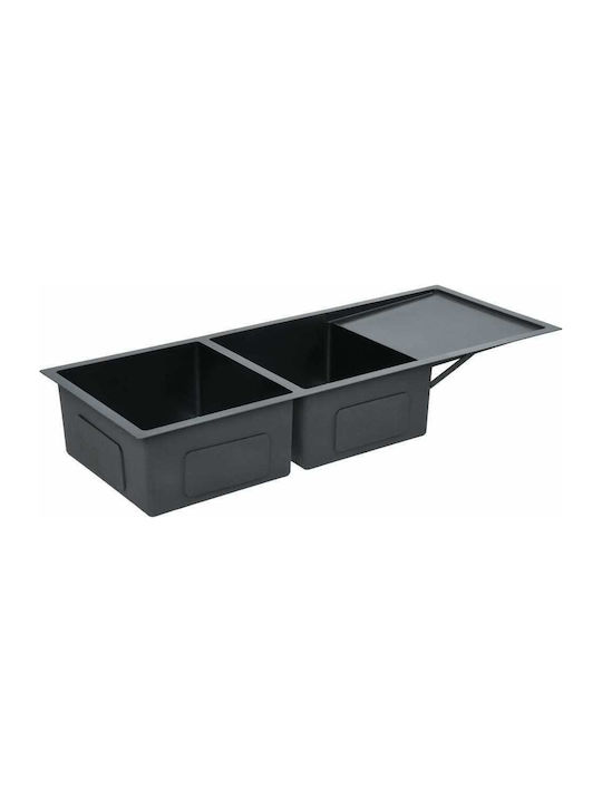 vidaXL Drop-In Sink Inox Brushed W111.5xD44cm Black