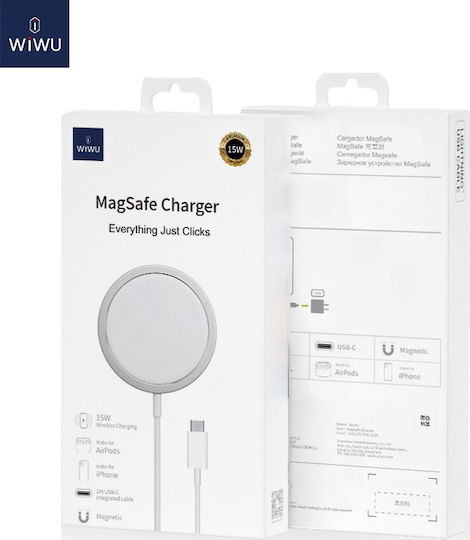 Wiwu Încărcător Magsafe 15W Albς (M5)