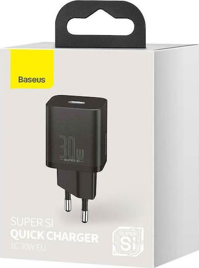 Baseus Charger Without Cable with USB-C Port 30W Power Delivery Blacks (Super Si)