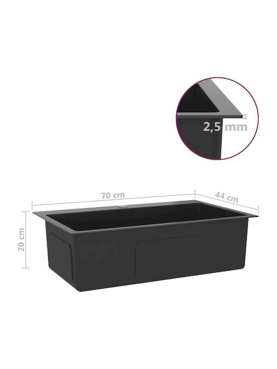 vidaXL Drop-In Мивка Inox Ш70xД44см Черно