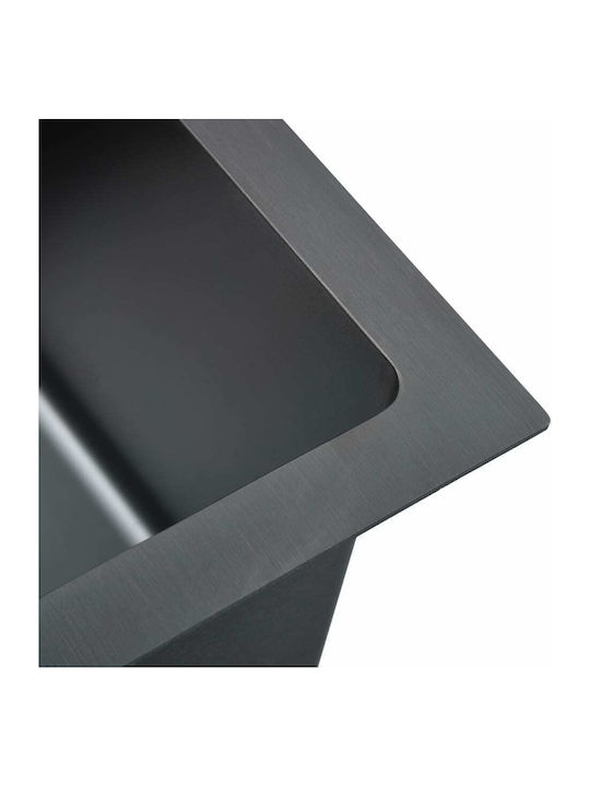 vidaXL Drop-In Мивка Inox Ш70xД44см Черно