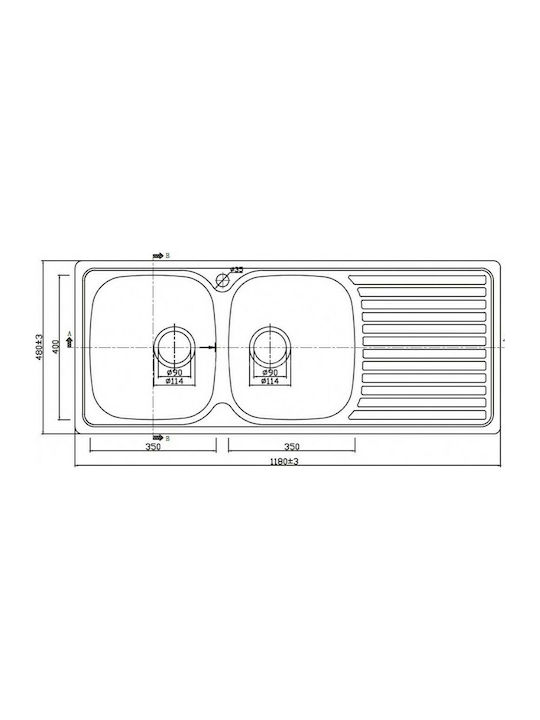 Karag BL 933 BL933B Drop-In Sink Inox Satin W116xD50cm Silver