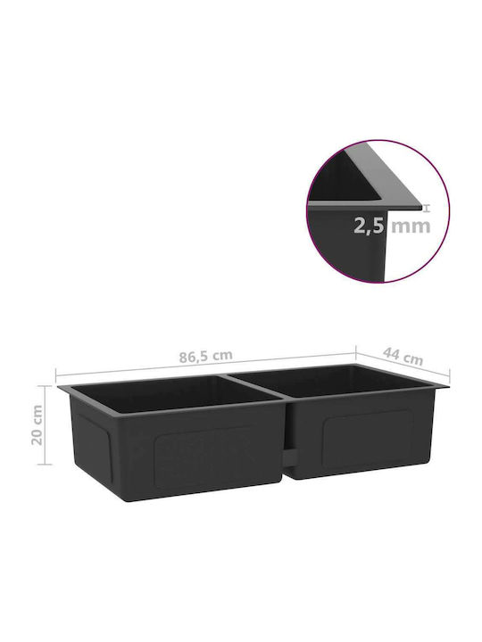 vidaXL Drop-In Sink Inox Brushed W86.5xD44cm Black