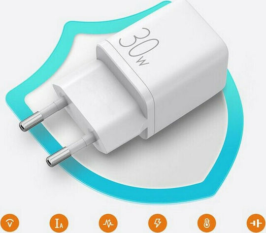 Joyroom Wireless Charger With USB-A Output Port And USB-C Output Port 30W Power Delivery Quick Charge 3.0 White L-QP303