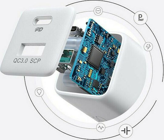 Joyroom Wireless Charger With USB-A Output Port And USB-C Output Port 30W Power Delivery Quick Charge 3.0 White L-QP303