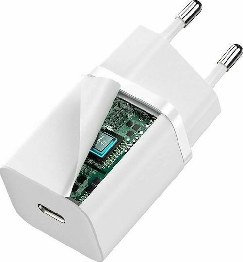 Baseus Charger Without Cable with USB-C Port 30W Power Delivery Whites (Super Si)