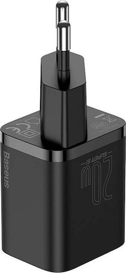 Baseus Charger Without Cable with USB-C Port 20W Power Delivery Blacks (Super Si)