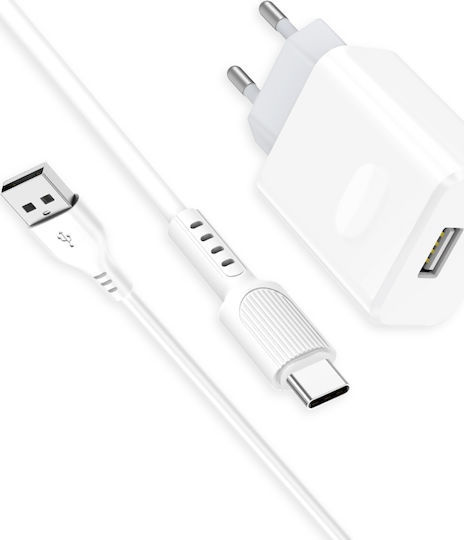 Leewello Încărcător cu Port USB-A și Cablu USB-C 18W Albς (CDQ-100 + SJX-202)