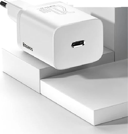 Baseus Charger Without Cable with USB-C Port 20W Power Delivery Whites (Super Si)
