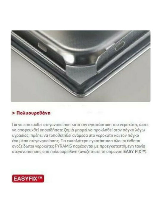 Pyramis Olynthos 1B 1D RH 108911301 Drop-In Sink Inox Brushed W100xD52cm Silver