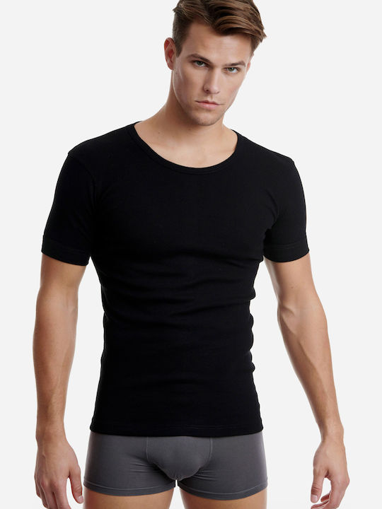 Men's Undershirts Short-sleeved in Black Color 2Pack