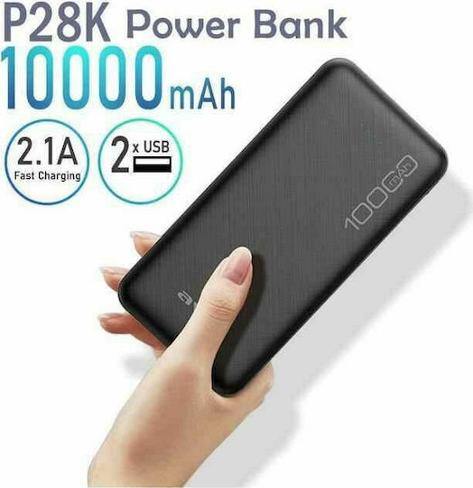 Awei P28K Power Bank 10000mAh with 2 USB-A Ports Black