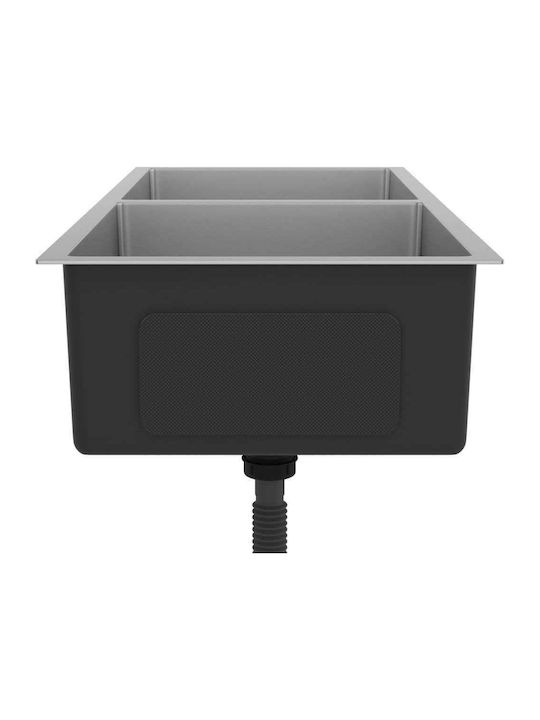 vidaXL Drop-In Spüle Inox Gebürstet B100xT44cm Silber