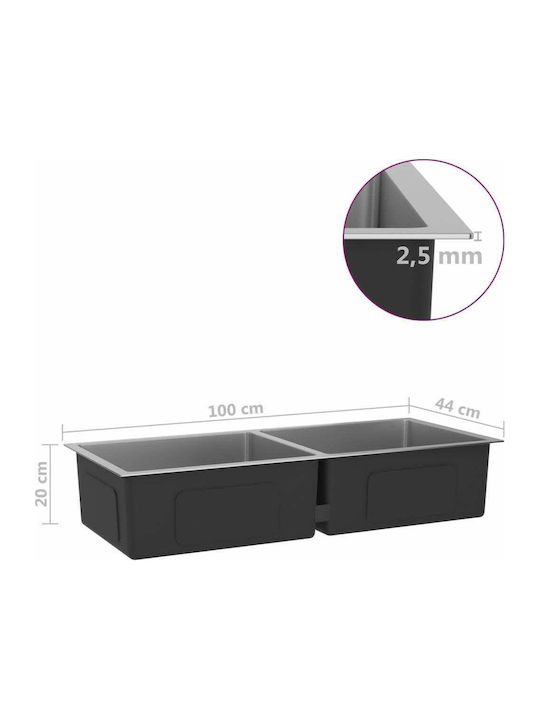 vidaXL Drop-In Spüle Inox Gebürstet B100xT44cm Silber