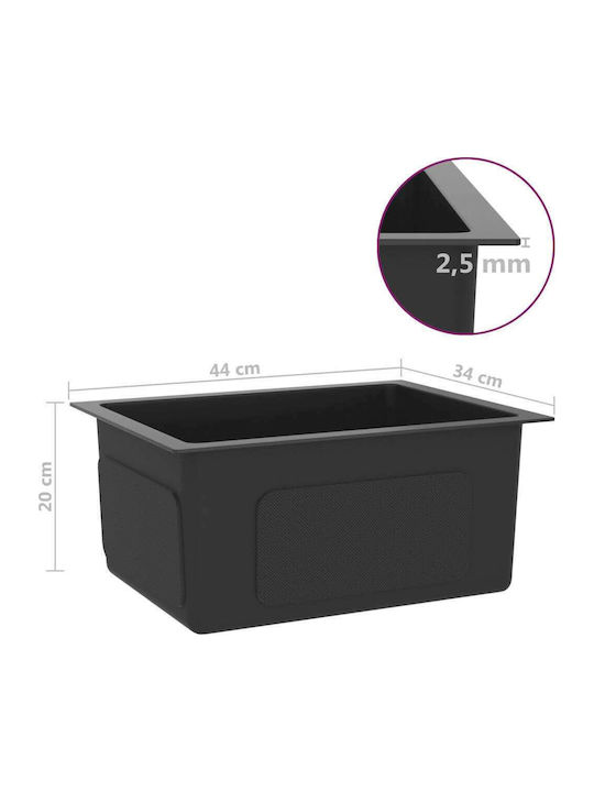 vidaXL Drop-In Sink Inox W44xD34cm Black