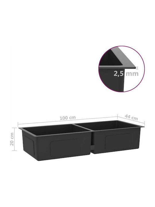 vidaXL Ένθετος Νεροχύτης Inox Brushed Μ100xΠ44cm Μαύρος