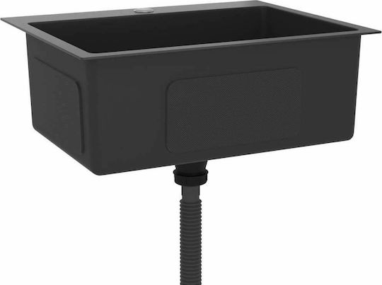 vidaXL Drop-In Мивка Inox Сатен Ш59xД44см Черно