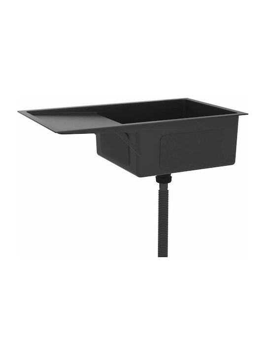 vidaXL Drop-In Sink Inox Brushed W75xD44cm Black