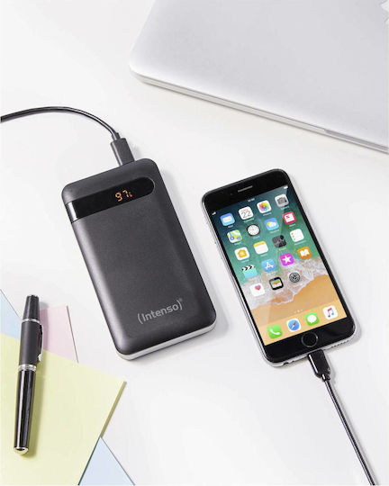 Intenso PD10000 Power Bank 10000mAh with USB-A Port and USB-C Port Quick Charge 3.0 Black