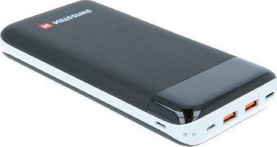 Swissten Black Core Power Bank 30000mAh 18W με Θύρα USB-A και Θύρα USB-C Quick Charge Μαύρο