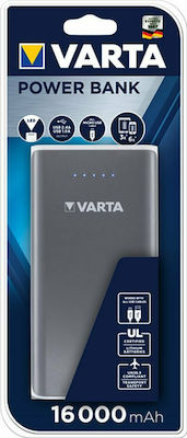 Varta Pack Power Bank 16000mAh με 2 Θύρες USB-A Ασημί