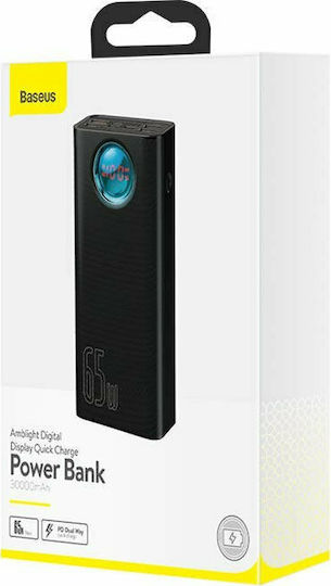 Baseus Amblight Power Bank 30000mAh 65W with 4 USB-A Ports and USB-C Port Quick Charge 3.0 Black