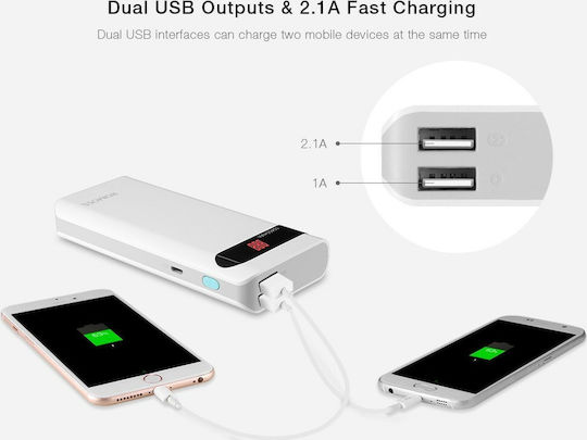 Romoss Sense Power Bank 10400mAh cu 2 Porturi USB-A Alb