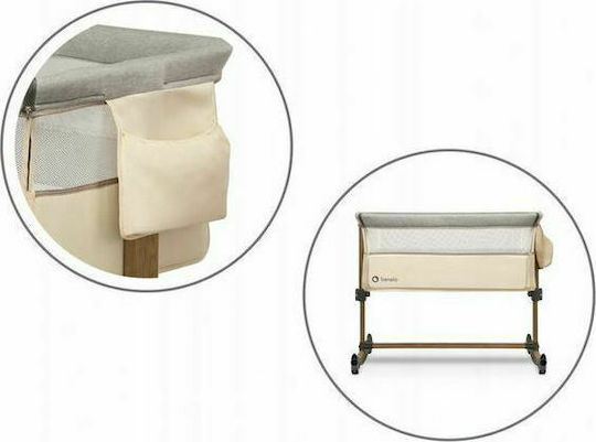 Lionelo Λίκνο Leonie Beige Sand με Στρώμα και Πλαϊνό Άνοιγμα
