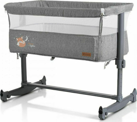 Cangaroo Wiege Always Together mit Matratze, Seitlicher Öffnung und Rädern Grey 108189