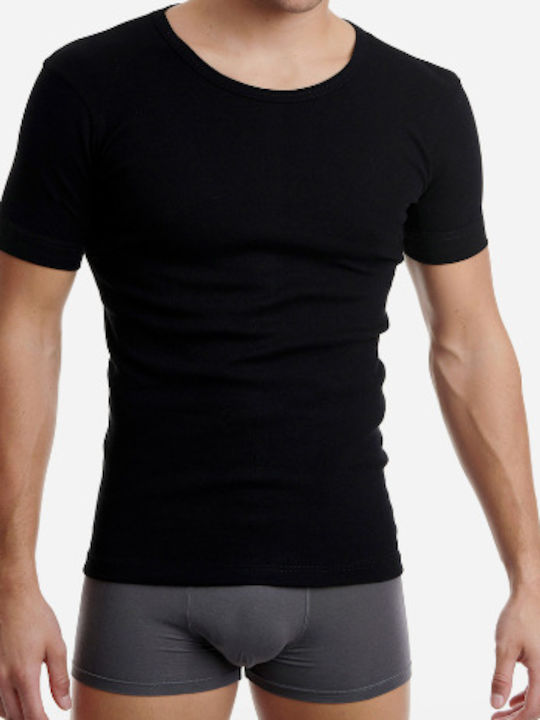 Men's Undershirt Short-sleeved in Black Color