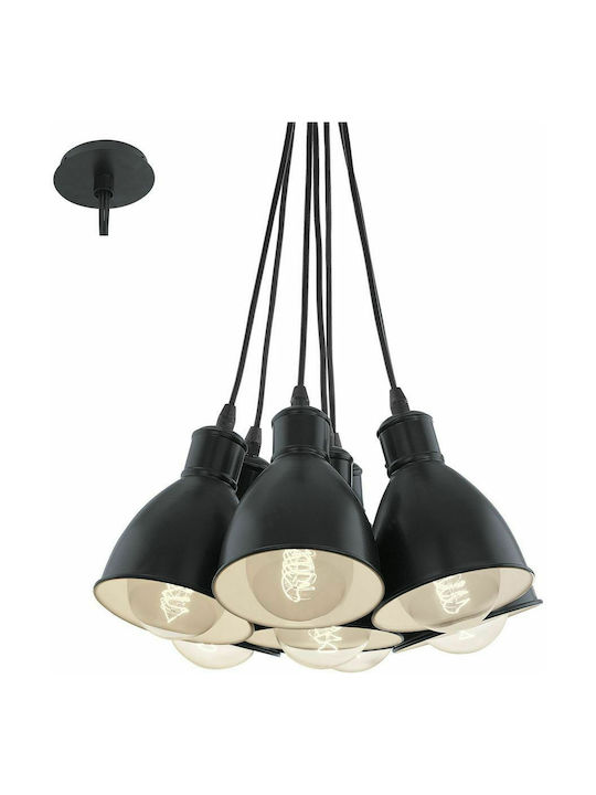 Eglo Priddy Pendant Chandelier for 7 Bulbs E27 Black