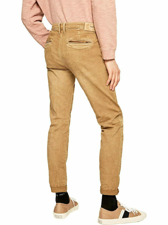 Pepe Jeans James Ανδρικό Παντελόνι Chino Ελαστικό σε Slim Εφαρμογή Καφέ