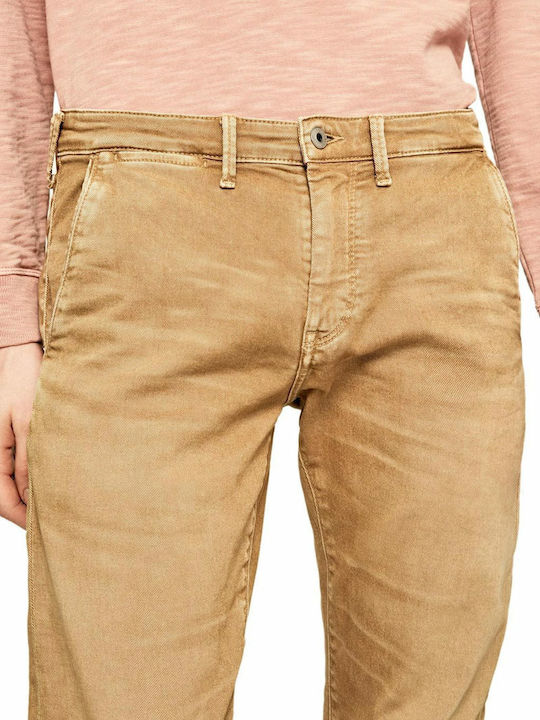 James Παντελόνι Chino Ελαστικό σε Slim Εφαρμογή Καφέ