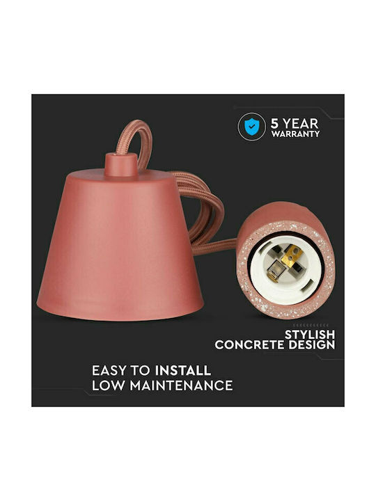 V-TAC Cement Pendant Light Red with Socket E27 5cm