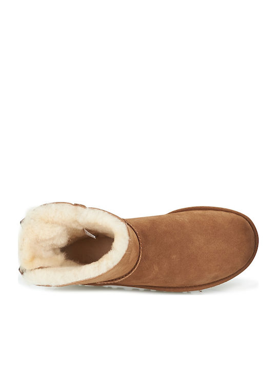 Bailey Bow Mini II Suede Women's Ankle Boots with Fur Chestnut