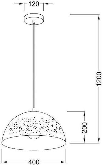 Aca Planetario Black Bell Pendant Ceiling Light with E27 Socket 40.5x120x120cm