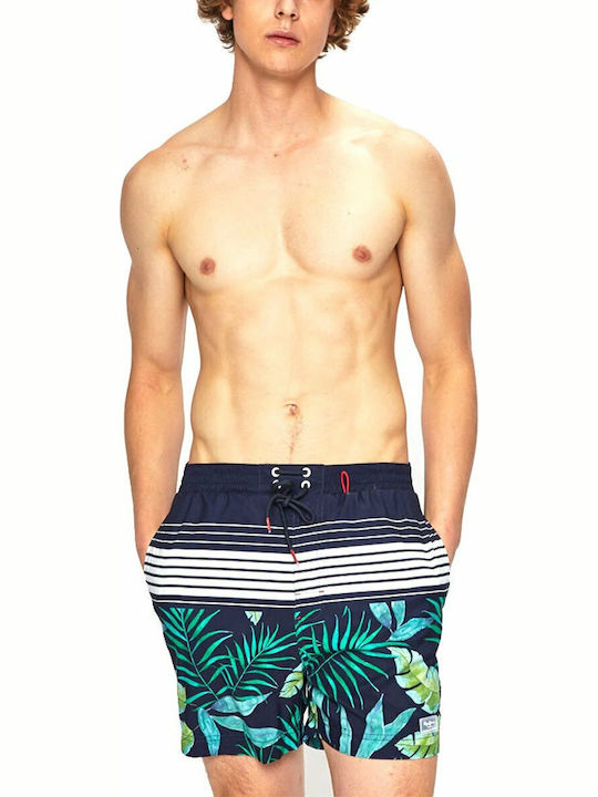 Lerez Men's Swimwear Shorts Navy Blue Floral