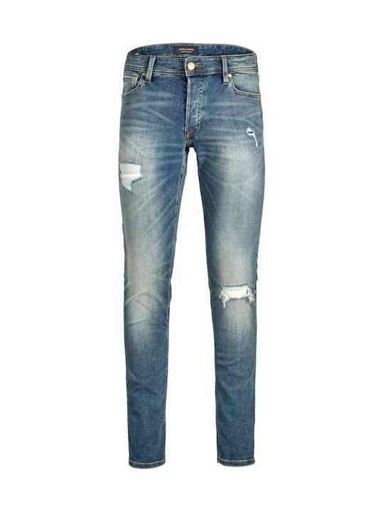 Men's Jeans Pants Elastic with Slim Tapered Fit Blue