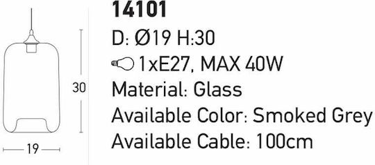 Zambelis Lights Κρεμαστό Φωτιστικό Γκρι με Ντουί E27 17x30εκ.