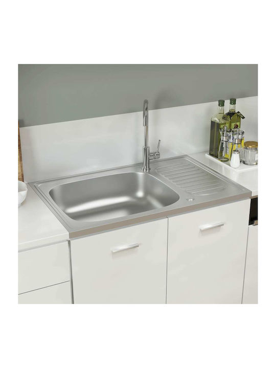 vidaXL Ένθετος Νεροχύτης Inox Μ80xΠ50cm Ασημί