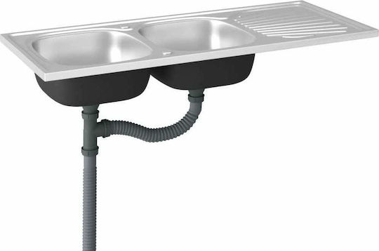 vidaXL Ένθετος Νεροχύτης Inox Μ120xΠ50cm Ασημί