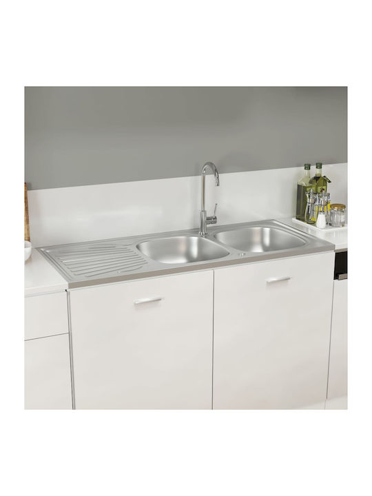 vidaXL Drop-In Sink Inox W120xD50cm Silver