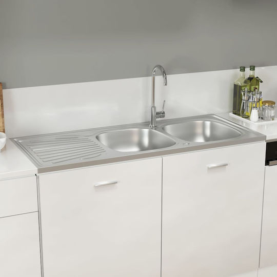 vidaXL Ένθετος Νεροχύτης Inox Μ120xΠ50cm Ασημί
