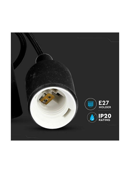 V-TAC VT-7228 Pendant Light Black with Socket E27