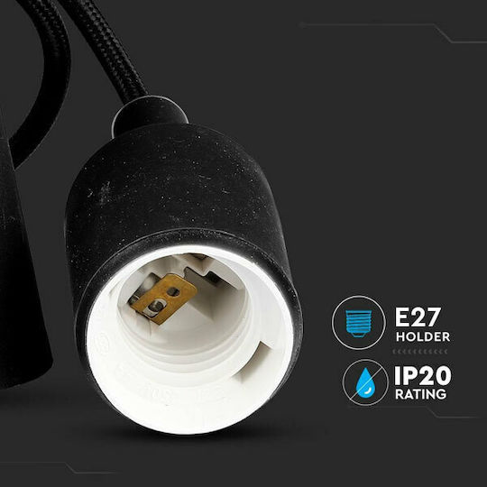 V-TAC VT-7228 Κρεμαστό Φωτιστικό Μαύρο με Ντουί E27