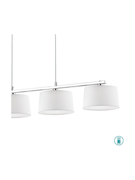 Ideal Lux Hilton SP4 Suspendat Candelabru Calea ferată pentru 4 Becuri G9 Alb